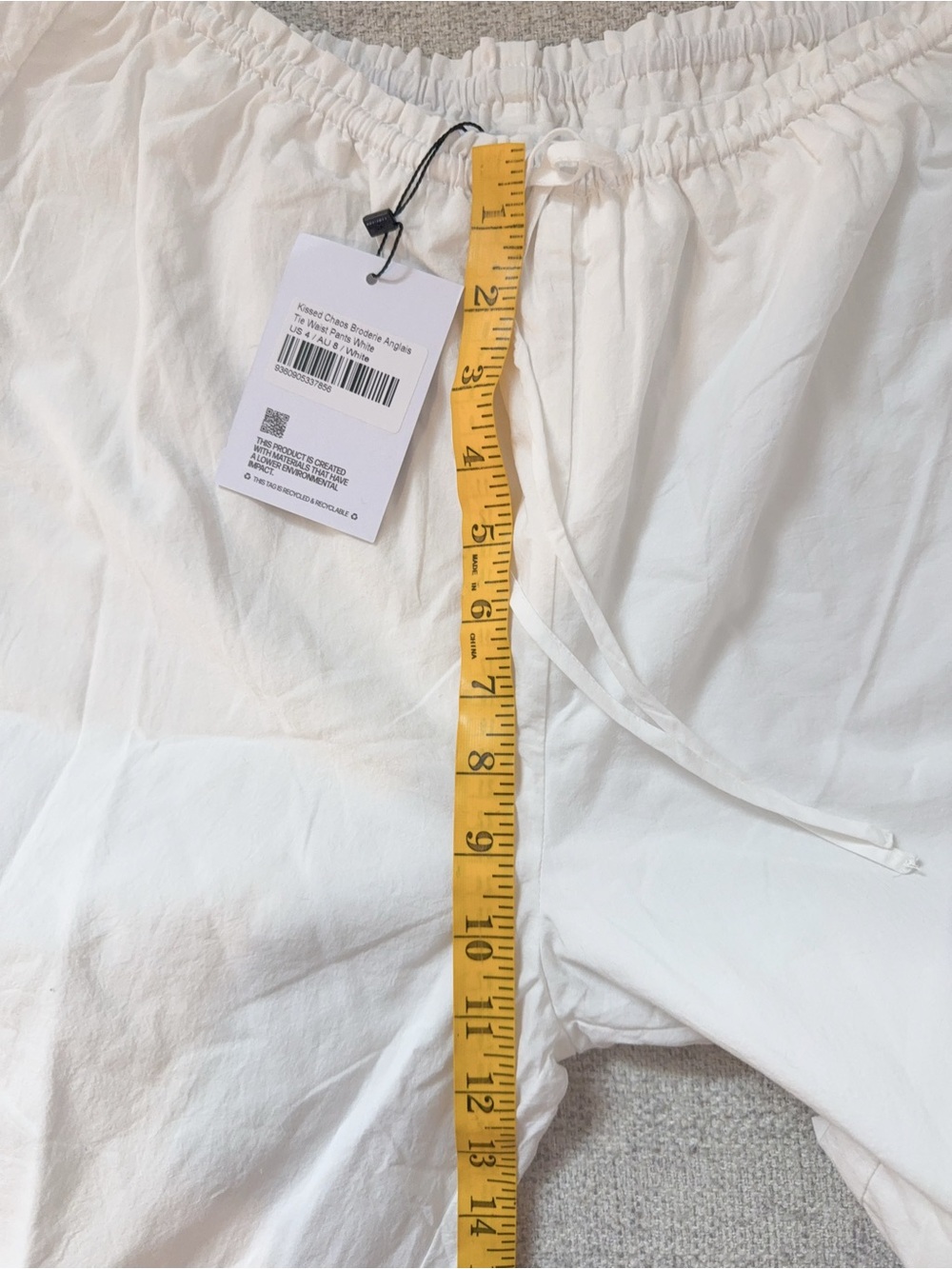 NWT Kissed Chaos Broderie Anglais Tie Waist Pants White US 4 Princess Polly - Picture 4 of 6